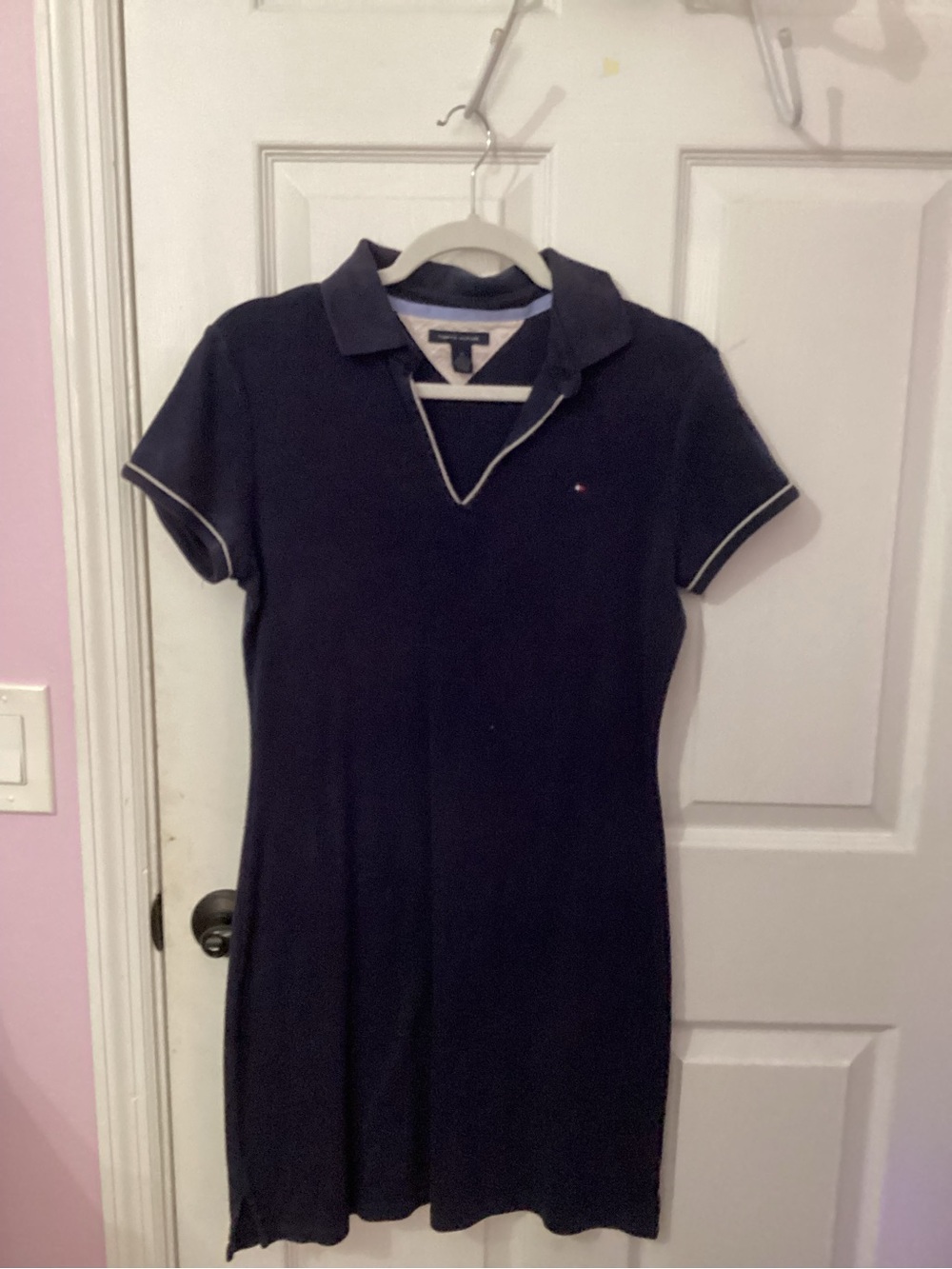 Tommy Hilfiger Navy Polo Shirt Dress with Contrast Trim